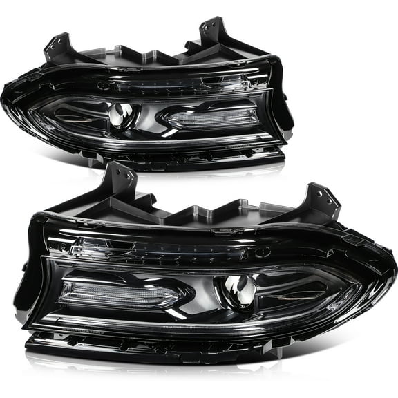SCITOO Headlight Assembly Fits for Dodge Charger 2015 2016 2017 2018 2019 2020 2021 Black Housing Clear Lens