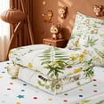 thumbnail image 5 of meiyoeat cute Kawaii Zipper Twin Comforter Sets with Fitted Sheet and 2 Pillowcases,Green Rustic Botanical Zipper Bedding Set,Reversible,4 Pieces, 5 of 7