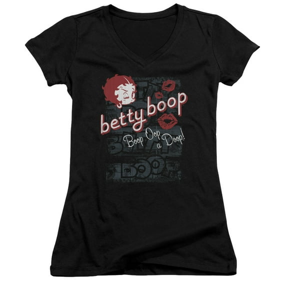 Betty Boop Boop Oop Junior Women's T-Shirt V-Neck Black