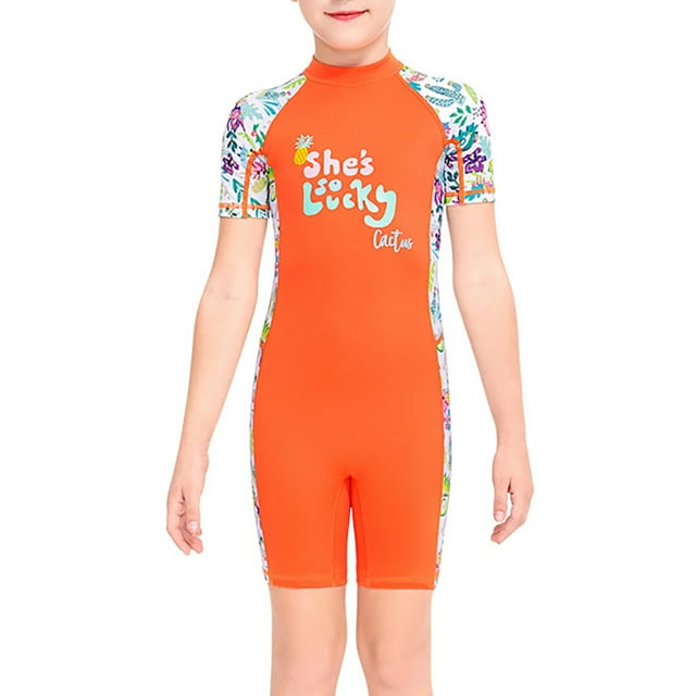 Buceo vela mojada chicas seco rápido stand stands traje de baño manga corta cuello redondo cuello completo traje de neopreno para surfear natación buceo naranja xl Scienceny OD003667-12
