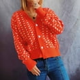 thumbnail image 2 of jsaierl Women's Button Down V Neck Crop Tops Heart Print Knit Cardigan Sweater Outwear, 2 of 5
