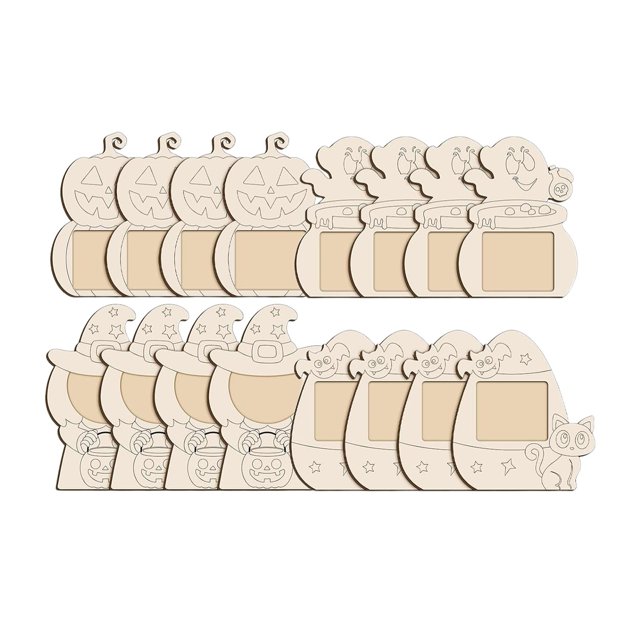 Rongfmy Kit de Cadres Photo Halloween 16 Pcs, Cadres Photo en Bois Non Finis pour Fête