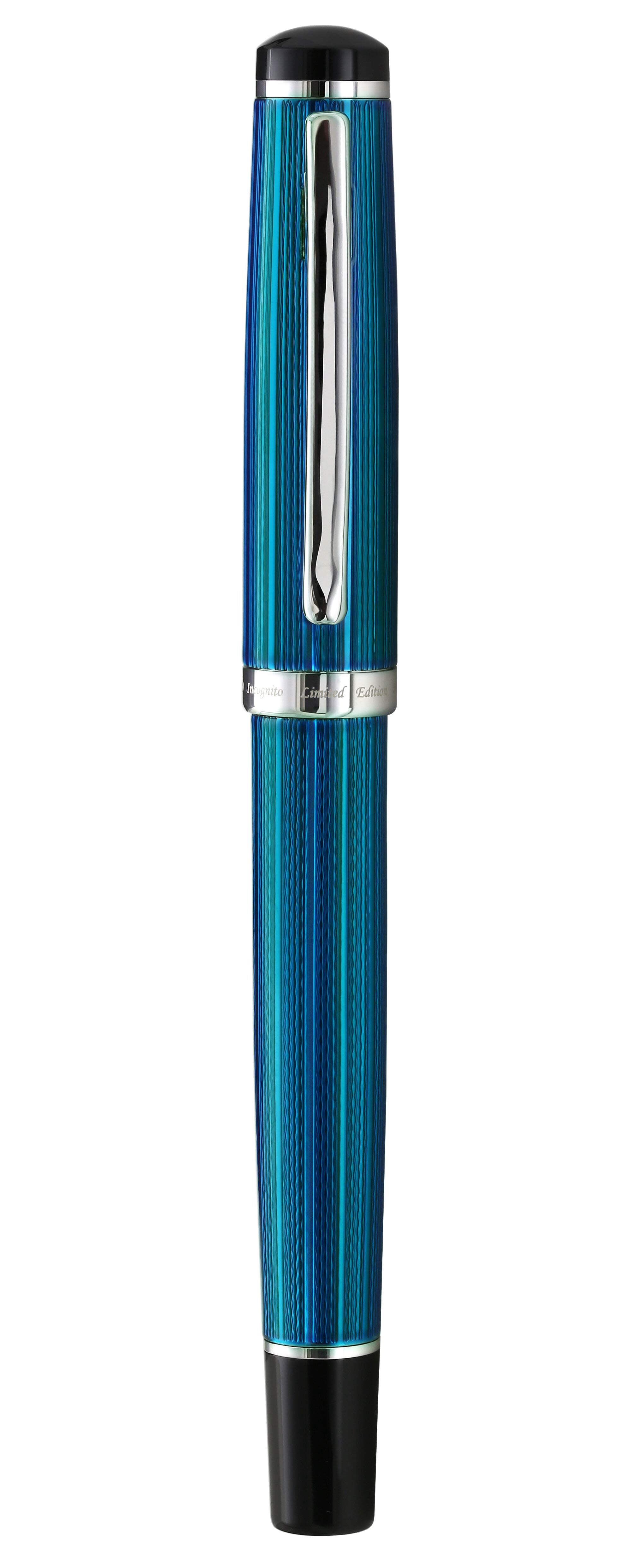 Xezo Xezo Incognito™ Diamond-Cut Lacquered Brass Fountain Pen (Medium Nib) - Deep Blue