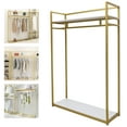thumbnail image 4 of Anqidi 5.91x3.94 Ft Gold Metal Clothes Rack Freestanding Square Double-Shelves Garment Display Stand for Laundry Room, Bedroom, 4 of 10