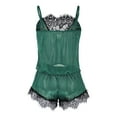 thumbnail image 5 of Pxiakgy womens underwear Women's Short Sets Pajamas Piece Set Satin Piece Shorts Pant Loose Camisole Sleepwear Nightwear 2 Cami Two Green + XL, 5 of 8