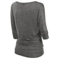 thumbnail image 2 of Thanth Womens Dolman Sleeves Boat Neck Solid Shirring Drape Basic Tunic Top, 2 of 4