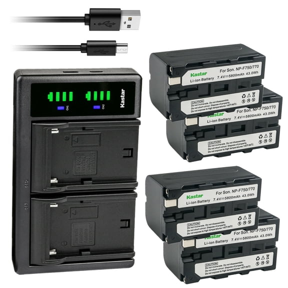 Kastar NP-F770 Battery 4-Pack and LTD2 USB Charger Compatible with Sony DSR-DU1 DSR-200 DSR-PD100 DSR-PD150 DSR-PD170 DSR-PD190 DSR-V10 EVO-250 DKC-FP3 GV-A100 GV-A500 GV-A500E GV-A700 GV-D200 Camera