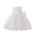thumbnail image 2 of IBTOM CASTLE Baby Girls Formal Dress Lace Bowknot Baptism Embroidery Princess Birthday Wedding Flower Tutu Gown with Headwear 12-18 Months White, 2 of 8