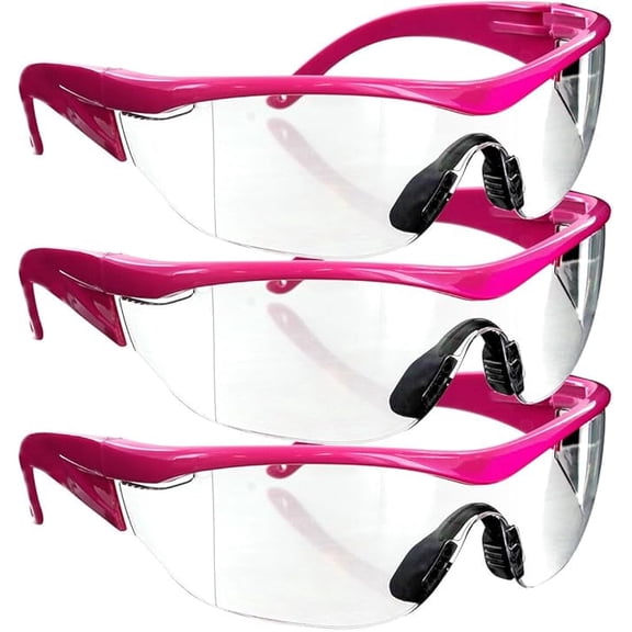 Navigator Safety Glasses for Men & Women | ANSI Z87.1 CE EN166, Anti-Scratch, UV Protective Eyewear & Clear Eye Protection Glasses with Navigator | Reader Safety Work Glasses | Pink - Clear - 3Pack