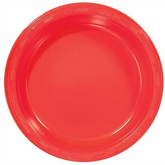 Ideal Dining 10 Inches Disposable Red Plastic plates Good to use in Microwave: 100CT