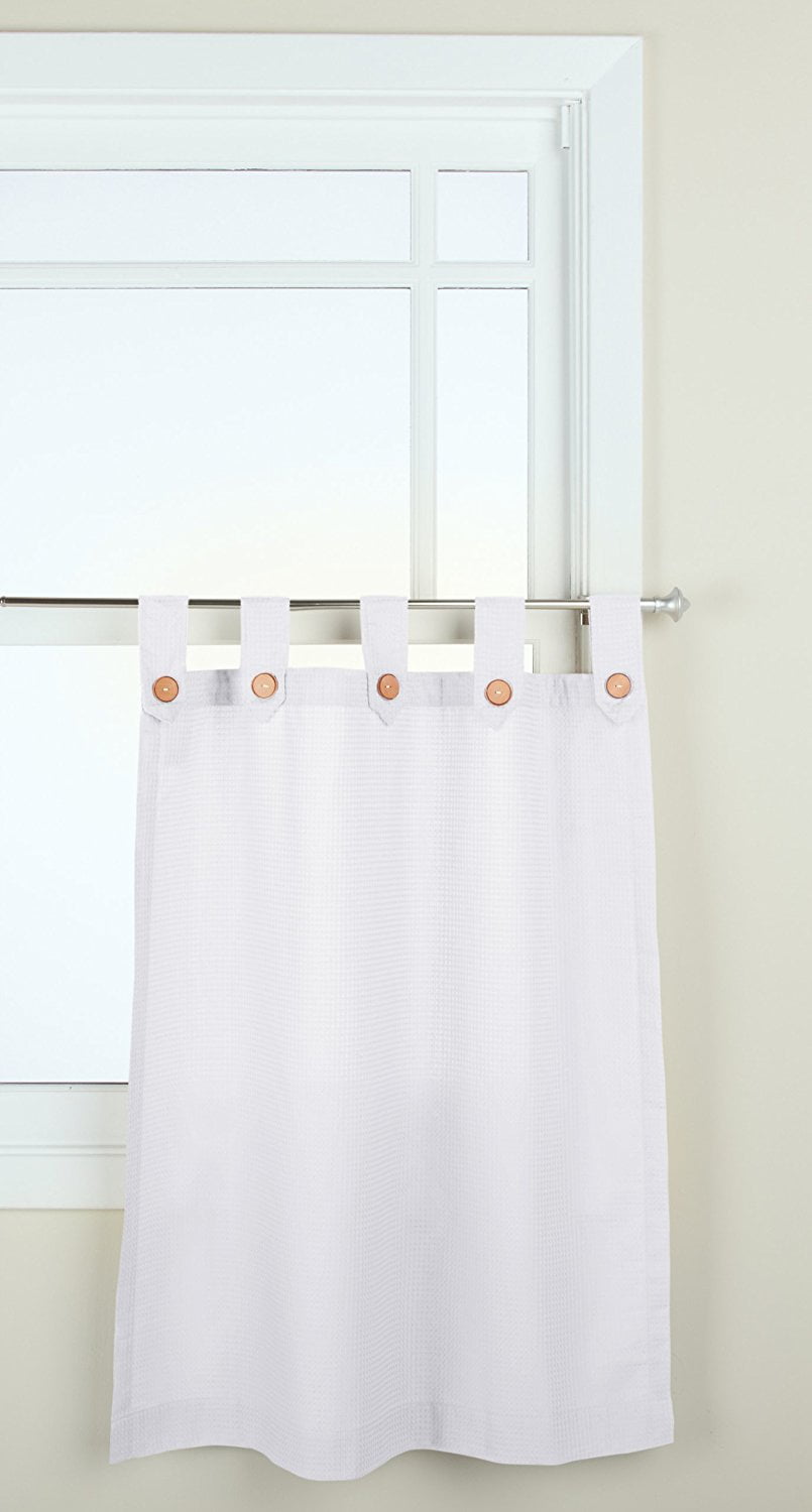 Newport 60 Inch X 36 Inch Button Tab Top Tier Curtain Pair White