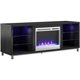 thumbnail image 3 of Fireplace Stand, TVs up to 70", Black Oak, With 6 Open Shelves for Audio Components, DVDs, Blu-Rays, Modern Fireplace TV Stand My Lux Decor Round, 3 of 8