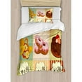 thumbnail image 3 of Vintage Duvet Cover Set Queen Size, Bakery of Delicious Pastries Deserts Doughnuts and Cakes with Price Tags Pattern, Decorative 3 Piece Bedding Set with 2 Pillow Shams, Multicolor, by Ambesonne, 3 of 3