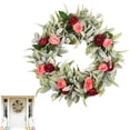 thumbnail image 3 of 20Inch Spring Summer Front Door Wreath with Green EucalyptusLeaves Flower Elegant ArtificialWreath Welcome Sign Easter Valentines Mother's Day Wreath for Home Window Porch Porch Indoor Outside Decor, 3 of 8