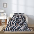 thumbnail image 2 of Throw Blanket for Couch Sofa and Bed - Navy Geometric Waves Super Soft Cozy Funny Plush Throw Blanket, Lightweight Fuzzy Comfy Warm Flannel Blanket & Throws for All Season 80"x60", 2 of 5