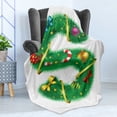 thumbnail image 4 of Christmas Alphabet Soft Flannel Fleece Throw Blanket, Symbol ofLetter with Ribbon Ornament Holiday Theme Pattern, Cozy Plush for Indoor and Outdoor Use, 70" x 90", White Green, by Ambesonne, 4 of 5