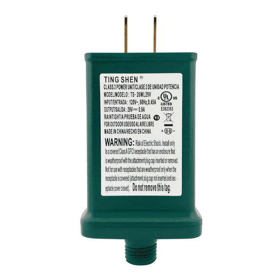 Class 2 LED Transformer for Christmas X-Mas Tree Lights, Holiday Lighting, LED String Light 29V 0.9A Power Supply 26W Raintight IP44 Indoor Outdoor US Plug Power Adapter UL-Listed (TS-26WL29V)