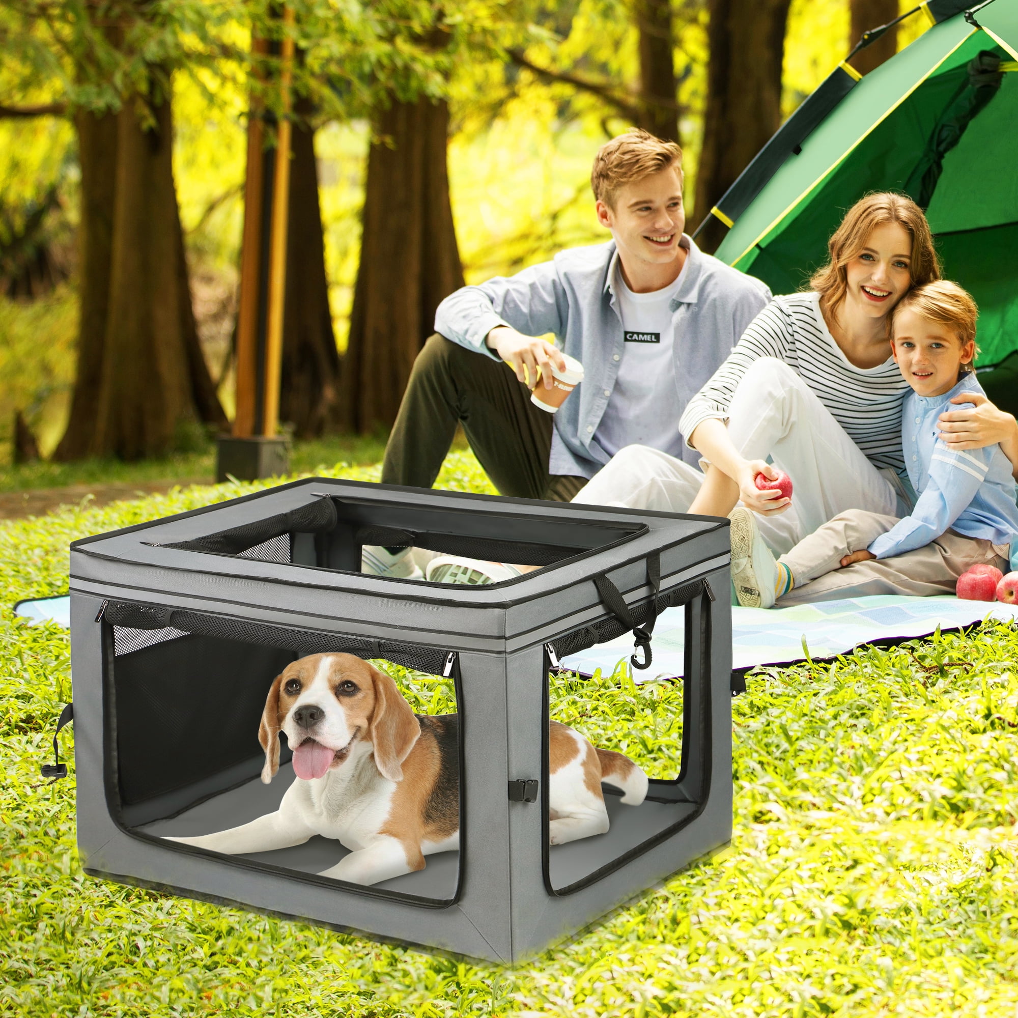 Zukka Pet Portable Kennel for Dogs,Durable Soft-Sided Travel Carrier,Oxford Cloth,For Pets up to 42 lbs,30" L x 21" W x 21" H