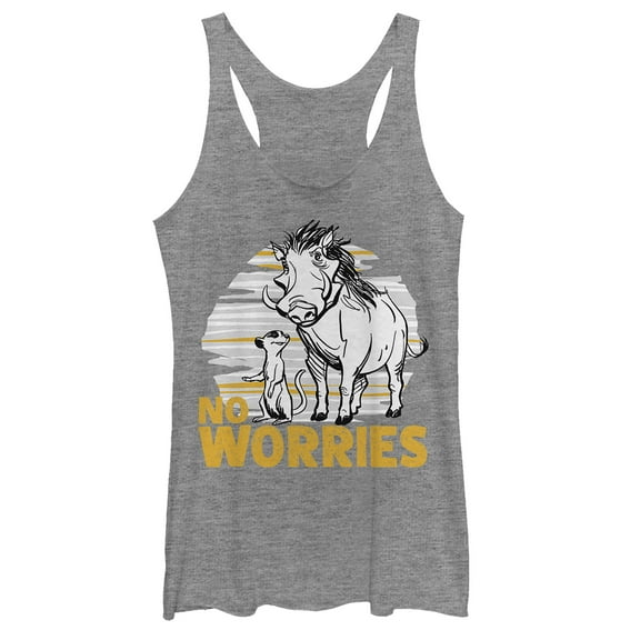 Women's Lion King No Worries Besties  Racerback Tank Top Gray Heather Medium