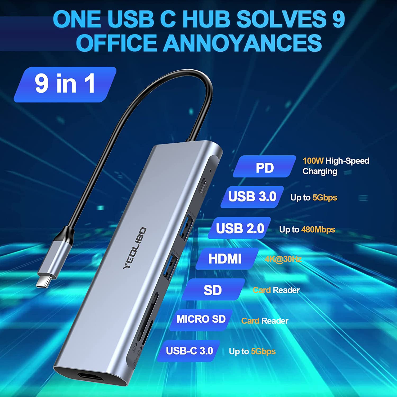 偉大な 特別価格USB C Hub 9-in-1 4K USB C to HDMI Adapter with PD Power Delivery, 3  USB 3.0 その他 - www.interstaterock.com
