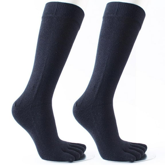 SSKFHGI Black Men'S Pure Cotton Long Five-Finger Socks Japanese Style Pure Cotton Breathable Sweat-Absorbent Deodorant Split Toe Socks