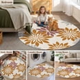 thumbnail image 6 of Geometric Flower Round Area Rugs Collection 4', Vintage Country Floral Orange Grey on Linen Non Slip Indoor Circular Throw Runner Rug Floor Mat Carpet for Living Room Dining Table Bedroom Nursery, 6 of 9