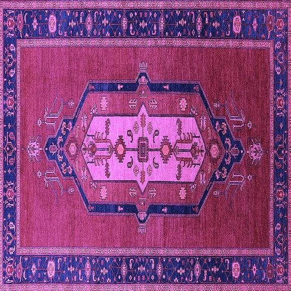 Ahgly Company Indoor Square Oriental Purple Industrial Area Rugs, 6' Square
