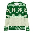 thumbnail image 4 of ClodeEU Womens St. Patrick's Clover Print Irish Pullover ,Long Sleeve Shamrock Round Neck Sweatshirts Green 03,Womens Plus M, 4 of 4