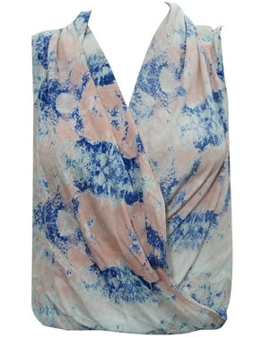 Mogul Women's Sleeveless Top Pink Blue Tie Dye Summer Blouse