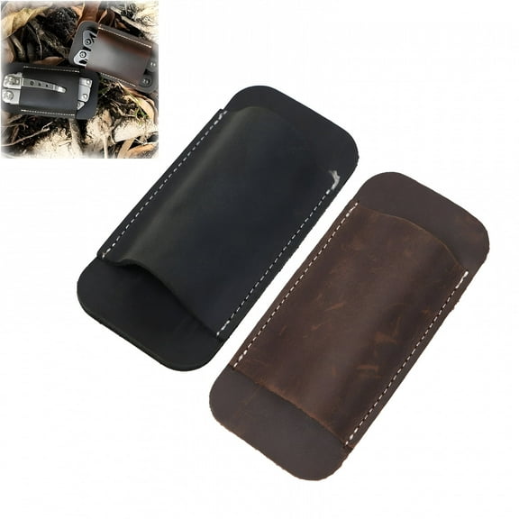 GASTROPOD Retro Leather Knife Sheath with Belt Clip – Handmade Horizontal Carry Holster for Folding/Pocket Knives,Leather Scabbard for Men (Black/Brown/Coffee)