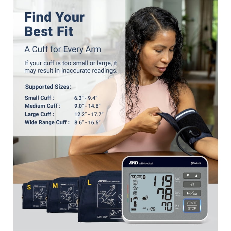 A&D Medical UA-810BLE Wide Cuff Heart Rate Detection Digital Upper