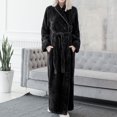 thumbnail image 2 of Homgro Women's Plush Long Robe Soft Cozy Long Sleeve Full Length Fuzzy Fleece Bathrobe Spa Hot Tub Hotel Bath Belted Winter Fluffy Maternity Warm Kimono Pocket Black Small-Medium, 2 of 4