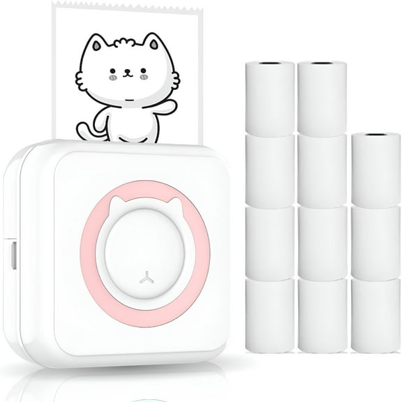 GJX Mini Portable Bluetooth Wireless Paper Photo Printer All in One Multifunction Thermal Printer Compatible with iOS and Android