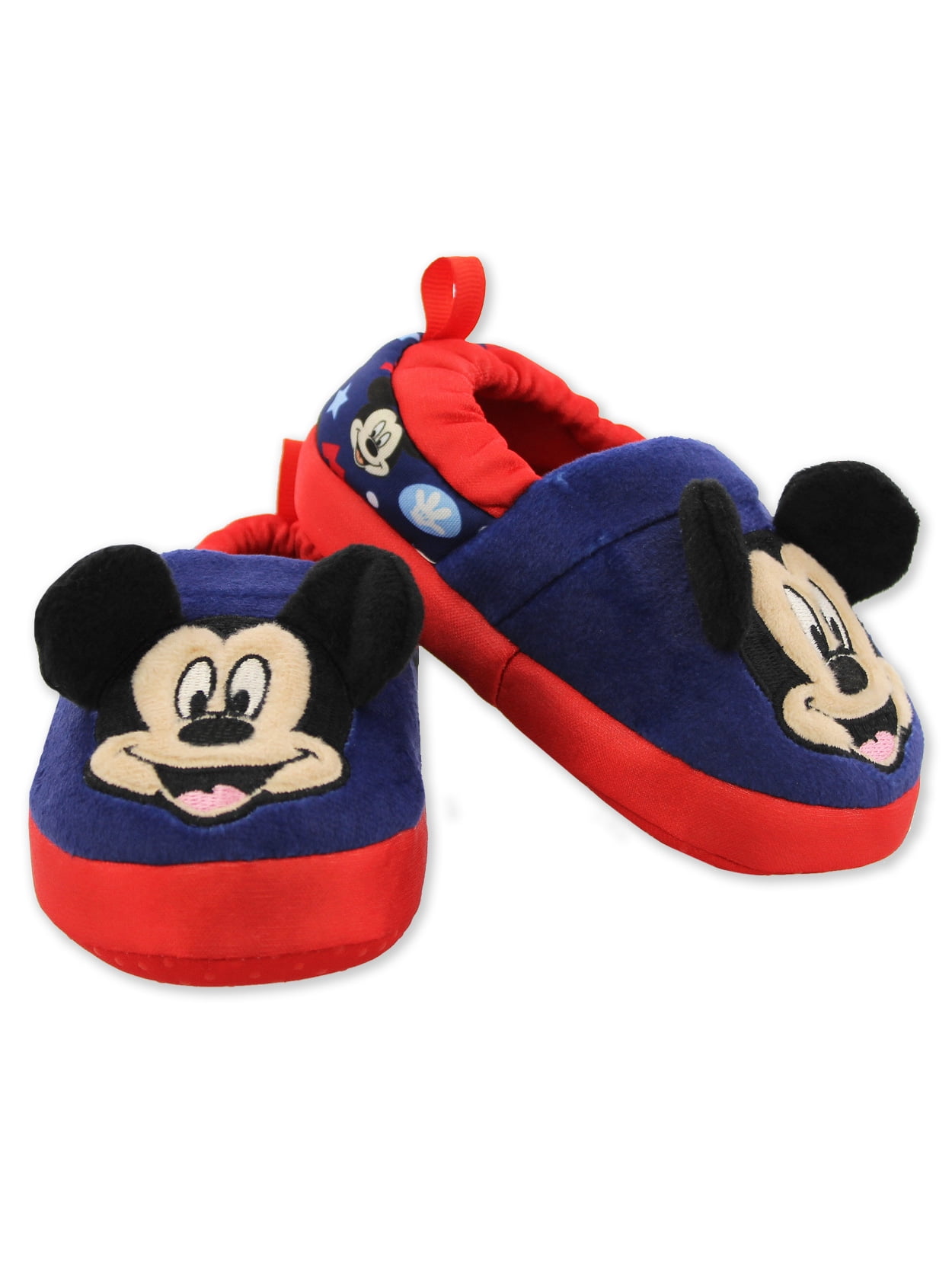 Disney Mickey Mouse Boys Bedroom Slippers Shoes Kids Toddler Boot Hard Sole New 