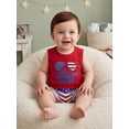 thumbnail image 6 of BemeyourBBs Toddler Baby Boys 4th of July Outfit Patriot Independent Day Summer Clothes All American Dude Letter Embroidery Sleeveless Tank Tops and Pockets Shorts Set, 6 of 9