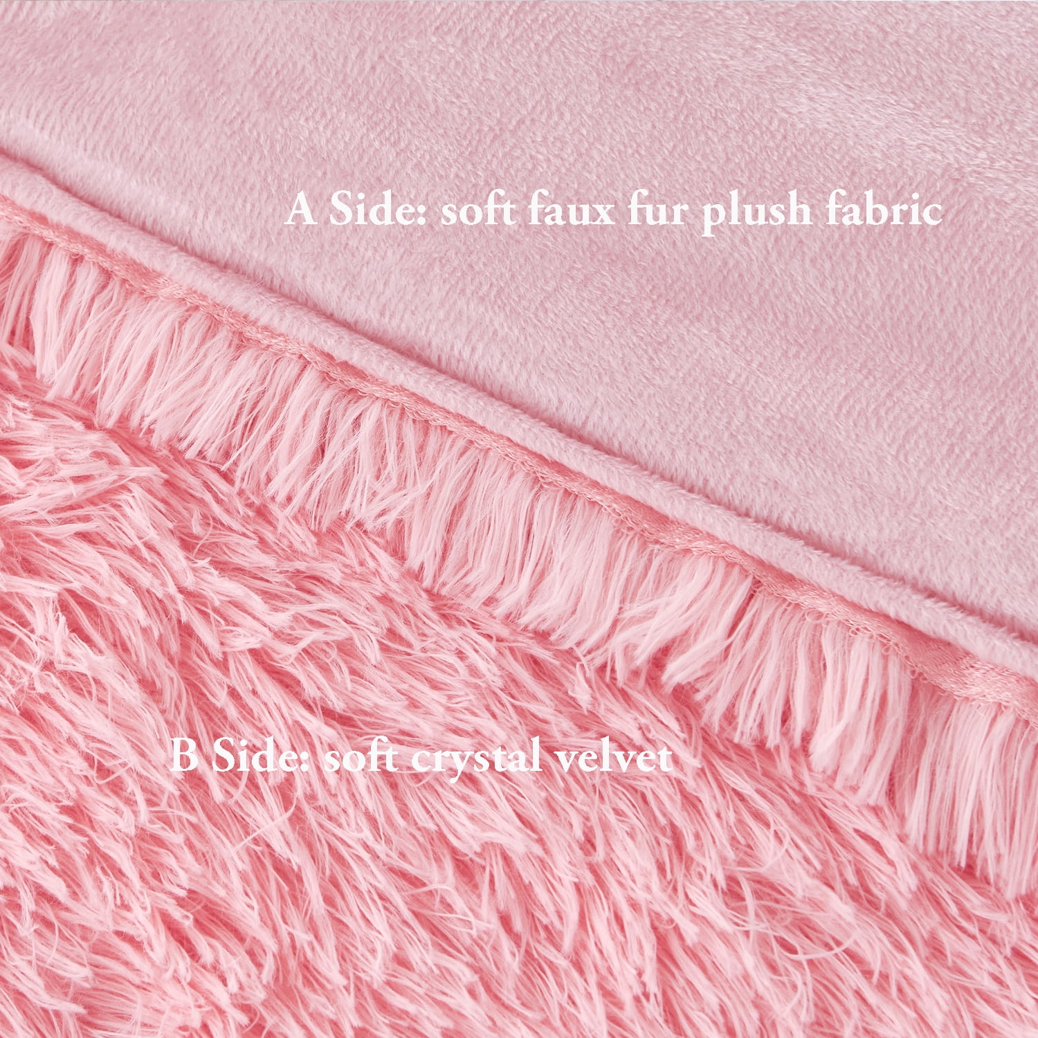 URBONUR 3 Pieces Pink Bedding Comforter Set Queen Size Faux Fur Comforter Sets for Women Girls Plush Fluffy Bedding Sets for All Season(1 Shaggy Comforter + 2 Faux Fur Pillowcases)