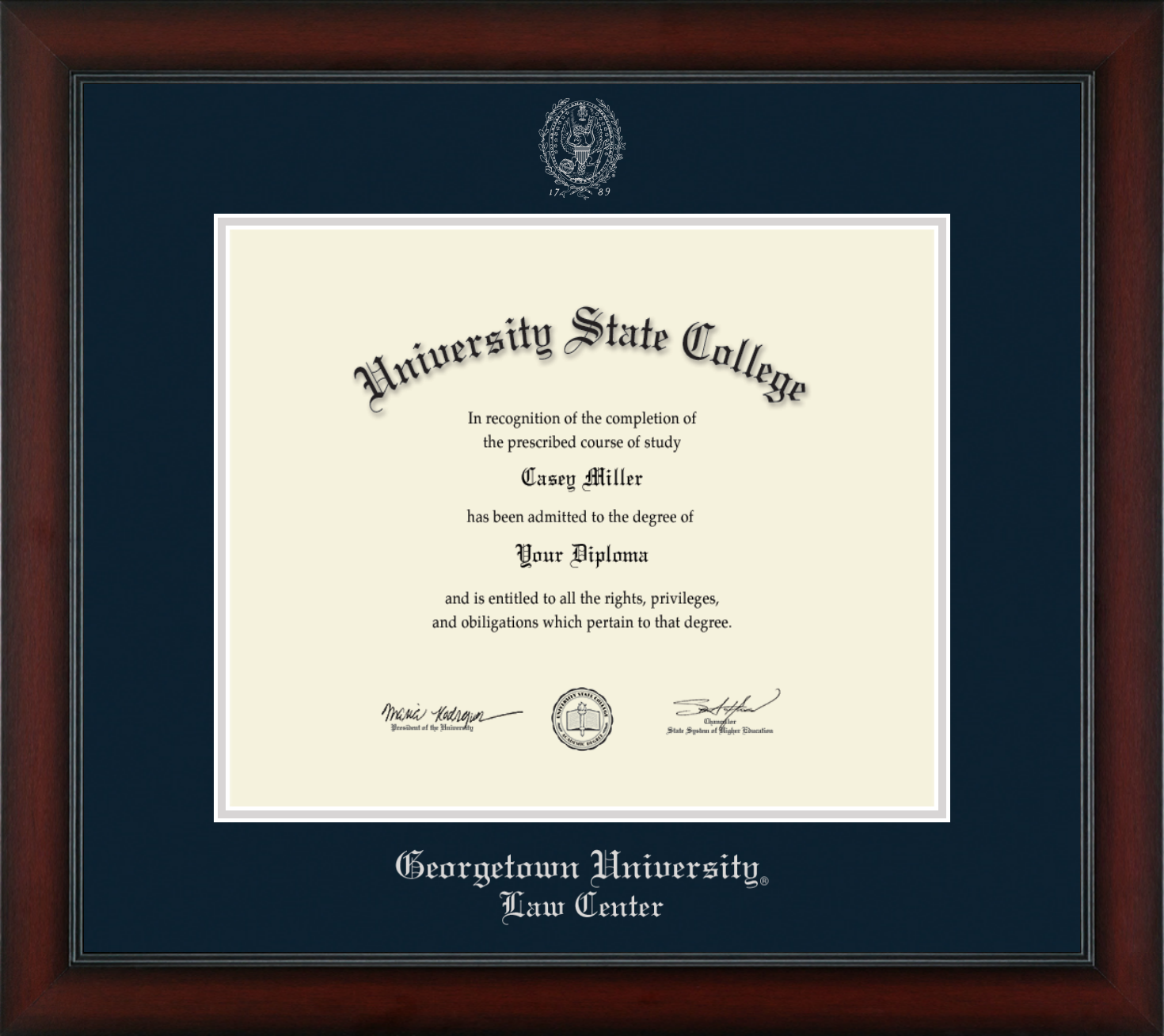 University Law Center Diploma Frame, Document Size 17" x 14