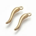 thumbnail image 2 of 2pcs PVD Vacuum Plating 304 Stainless Steel Pendants Horn of Plenty/Italian Horn Cornicello Charms Golden 19.5x5x3mm Hole: 1.5mm, 2 of 2
