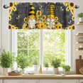 thumbnail image 2 of Sunflower Kitchen Valances for Windows Farmhouse Bee Gnome Black Rod Pocket Curtain Valances for Living Room Bedroom Cafe Window Treatment, 1 Panel, 60x18 Inch, 2 of 7
