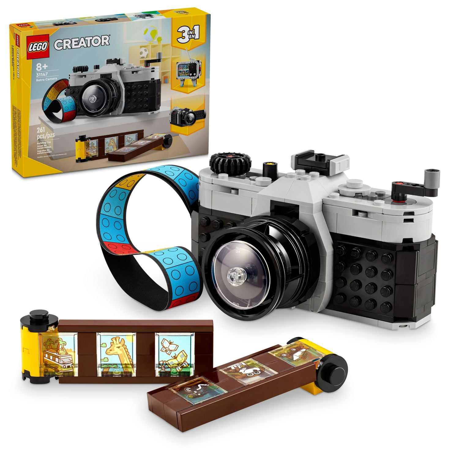 LEGO Creator 3 in 1 Retro Camera - Toy with 3 Building Options - Choose a Retro Camera, Retro Video Camera, or Retro TV - Creative Toy for Boys & Girls, Ages 8+ - Gift for Graduation - 31147