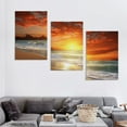 thumbnail image 4 of ONETECH S0162 Canvas Prints Wall Art Sunset Ocean Beach Pictures Photo Paintings for Living Room Bedroom Home Decorations Stretched and Framed Seascape Waves Landscape  12''x16''X3 Panels, 4 of 4