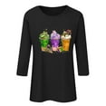 thumbnail image 5 of Fartey Mardi Gras Shirts for Women 3/4 Sleeve Holiday Blouses Funny Mask Print Crew Neck Tunic Tops Loose Casual Going Out Tshirt Black S-2XL, 5 of 5