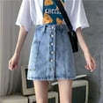 thumbnail image 3 of Athletic Shorts for Women Irregular Design Feeling Single Breasted Glare A Line Skirt Blue Short Pants Sizes L, 3 of 7