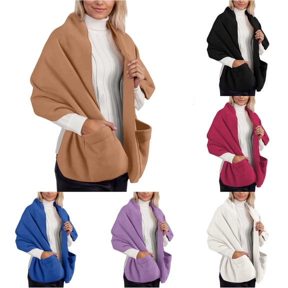 HNMKIU Formal Wrap Shawl for Women Oversized Knit Scarf Wrap Shawl Blanket Wearable Poncho For All Season Warm Soft Comfortable Coffee,One Size