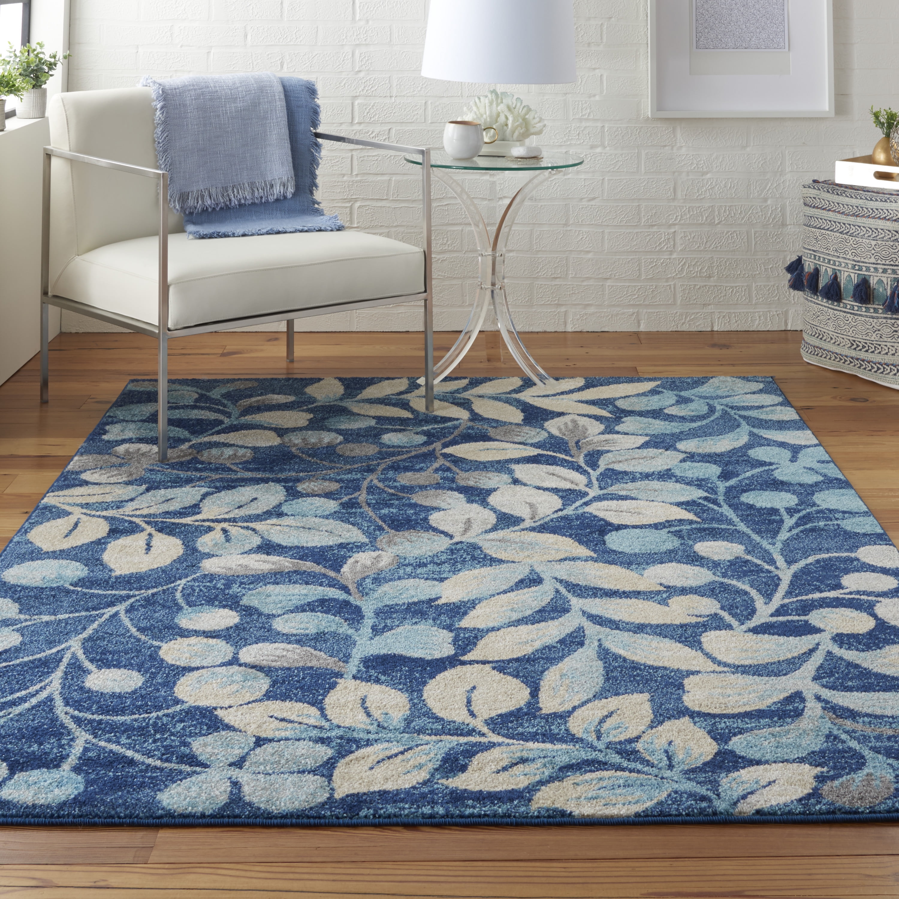 Nourison Tranquil Botanical Botanical Navy Area Rug