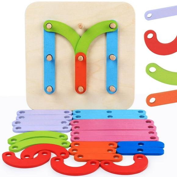 QTOCIO Wooden Numbers and Letters Puzzle Children's Early Education Matching Puzzle Toys Threading Board Blocks Intelligence Ment