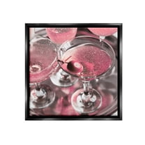 Stupell Industries Pink Sparkle Martinis Food & Beverage Painting Black Floater Framed Canvas Art Print Wall Art, 25 x 25