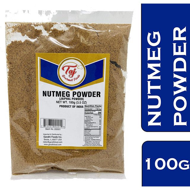 TAJ Premium Indian Nutmeg Powder, Nutmeg Ground, 100 grams
