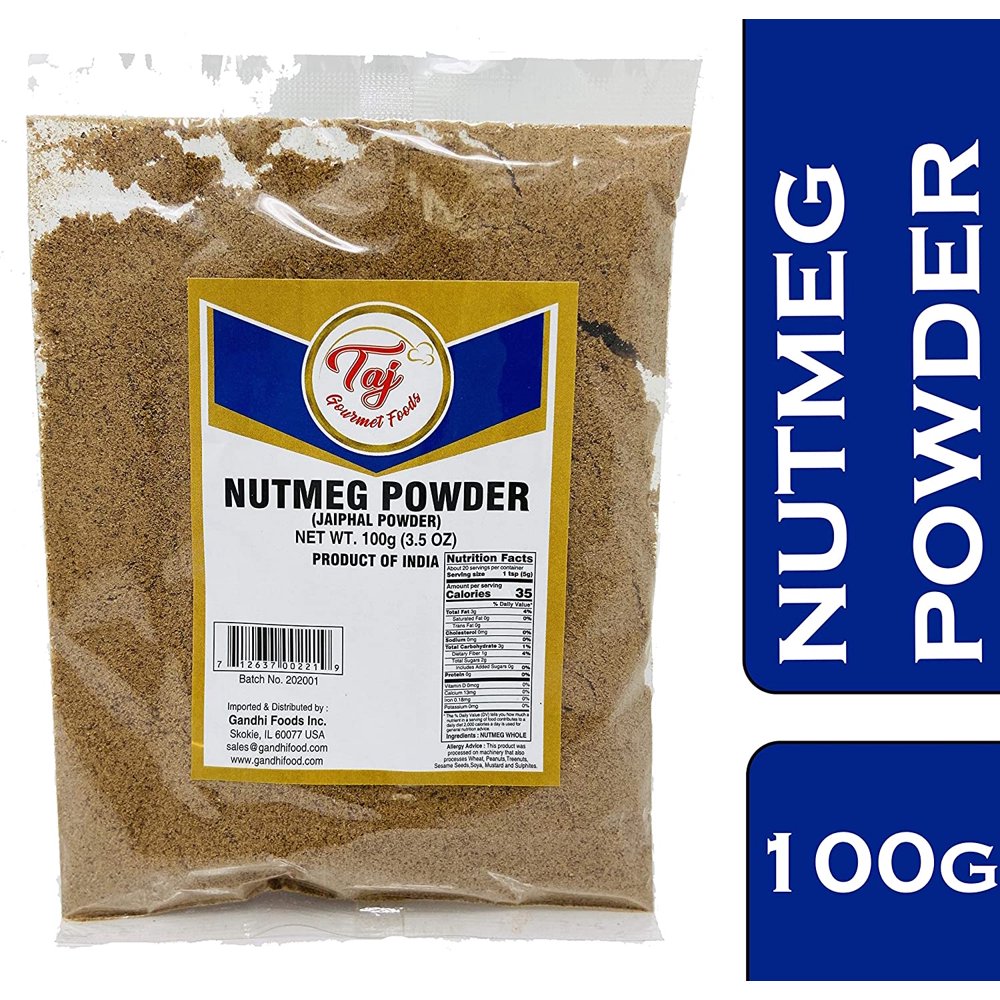 TAJ Premium Indian Nutmeg Powder, Nutmeg Ground, 100 grams Walmart