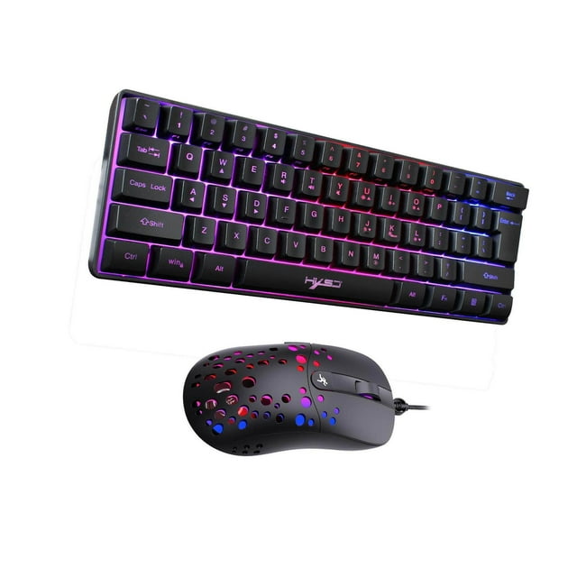 Xingzhi Clavier Filaire Mini de Jeu Rétroéclairé RVB USB pour Ordinateurs Portables Combo Clavier Souris